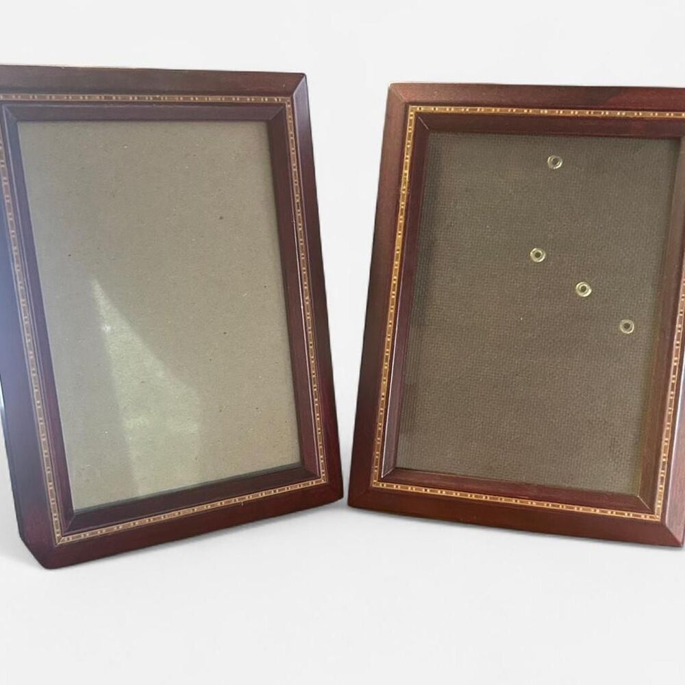 Set of 2 Solid Cherry Wood Hand Carved 5x7 Vintage Frames.